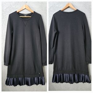 Scotch & Soda Black Knit Dress Sz 2 Medium Knee Length Long Sleeve Cotton Casual